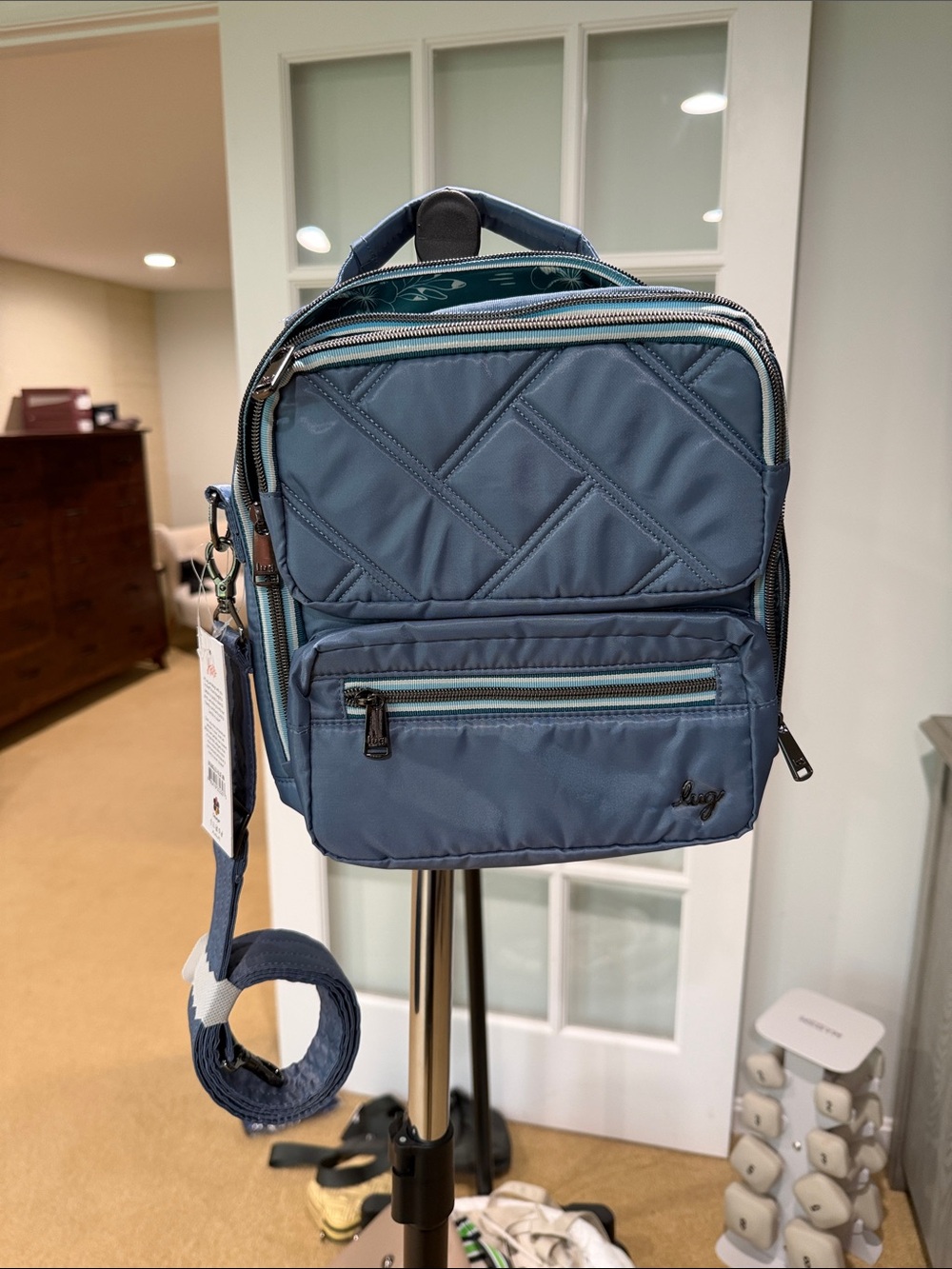 Lug Wrangler Blue Moon Quilted Crossbody Bag - Lightweight Shoulder Bag
